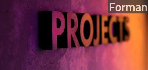 Projects text on pink and orange